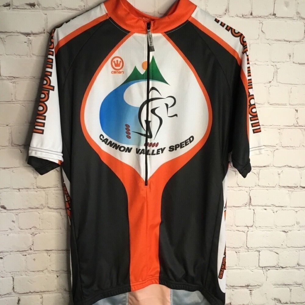Canari Men’s Black/White Short Sleeve Half Zip Cycling Jersey‎ Size XL